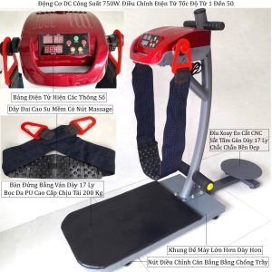 Máy Rung Giảm Mỡ Bụng Đứng 750- Mẫu Mới Điều Chỉnh 50 Cấp Độ Có Xoay Eo Gập Bụng
